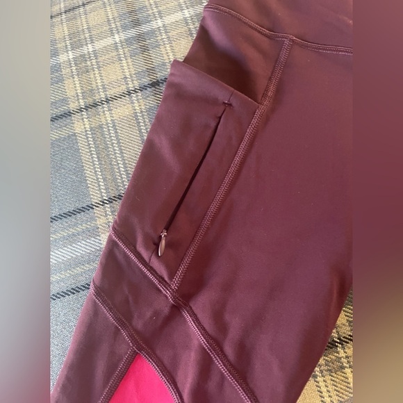 Athleta All In Structure Colorblock 7/8 Leggings Contrast Auberge Red Pink - Picture 4 of 8